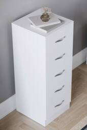 HD Designs Riano 5 Drawer Narrow Chest Storage in White - thumbnail 4