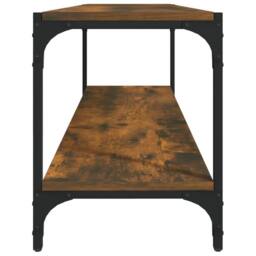 Berkfield Home TV Cabinet Smoked Oak 100x33x41 cm Engineered Wood & Steel in Brown - Size: 100 x 33 x 41 cm - thumbnail 6