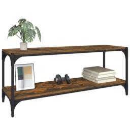 Berkfield Home TV Cabinet Smoked Oak 100x33x41 cm Engineered Wood & Steel in Brown - Size: 100 x 33 x 41 cm - thumbnail 4