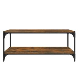 Berkfield Home TV Cabinet Smoked Oak 100x33x41 cm Engineered Wood & Steel in Brown - Size: 100 x 33 x 41 cm - thumbnail 5