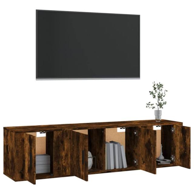 Berkfield Home Classic 3 Piece TV Cabinet Set Smoked Oak Engineered Wood in Brown - image 1