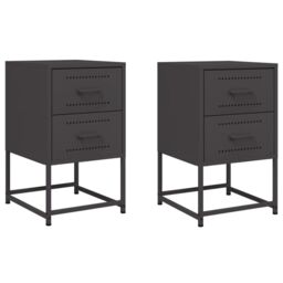 Berkfield Home Bedside Cabinets 2 pcs Black 36x39x60.5 cm Steel - thumbnail 2