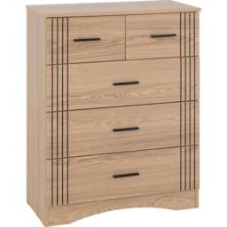 Seconique Tessa 3+2 Drawer Chest - Natural Oak Effect in Light Oak - thumbnail 2