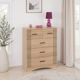 Seconique Tessa 3+2 Drawer Chest - Natural Oak Effect in Light Oak
