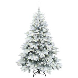 Berkfield Home Beautiful Artificial Christmas Tree with 150 LEDs Green 150 cm PE in White - thumbnail 1