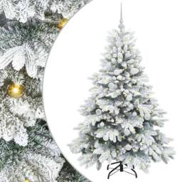 Berkfield Home Beautiful Artificial Christmas Tree with 150 LEDs Green 150 cm PE in White - thumbnail 3