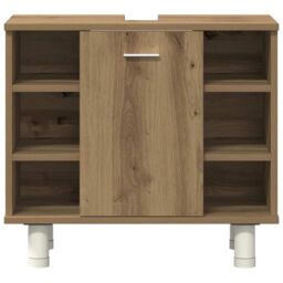 Berkfield Home 3 Piece Bathroom Furniture Set Artisan Oak Engineered Wood in Brown - thumbnail 4