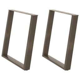 Berkfield Home vidXL Dining Table Legs U-Shaped 2 pcs Natural Steel 70x(72-73) cm Steel in Brown - thumbnail 2