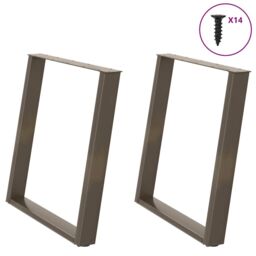 Berkfield Home vidXL Dining Table Legs U-Shaped 2 pcs Natural Steel 70x(72-73) cm Steel in Brown - thumbnail 1