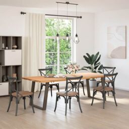 Berkfield Home vidXL Dining Table Legs U-Shaped 2 pcs Natural Steel 70x(72-73) cm Steel in Brown - thumbnail 3
