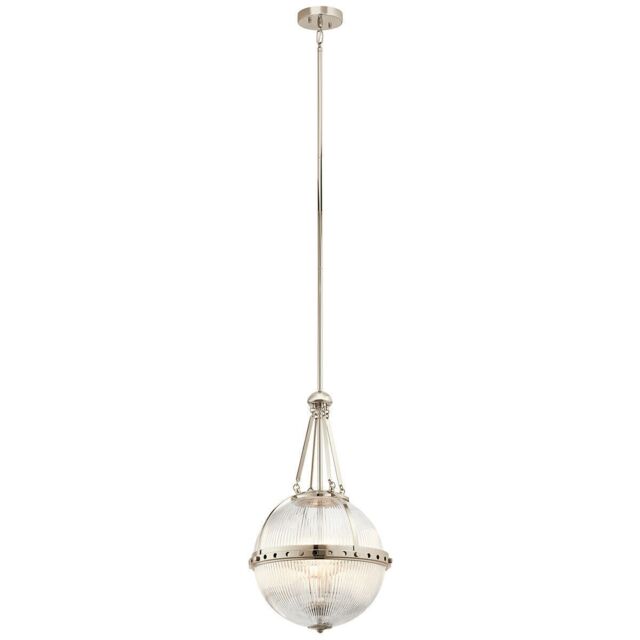 Loops 3 Bulb Ceiling Pendant Light Fitting Highly Polished Nickel LED E14 60W in Metallics - image 1