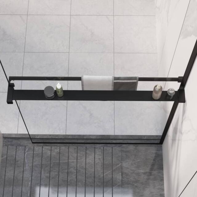 Berkfield Home Shower Shelf for Walk-in Shower Wall Black 90 cm Aluminium - image 1