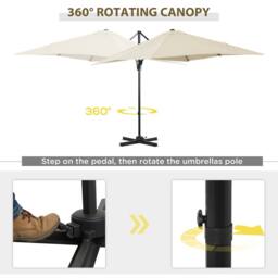 OUTSUNNY Square Cantilever Roma Parasol 360° Rotation w/ Hand Crank in Cream - thumbnail 4