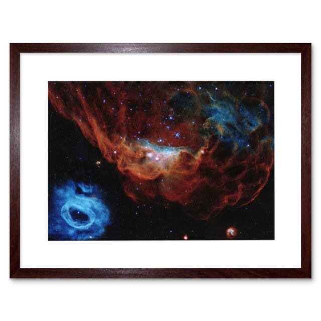 Artery8 Wall Art Print Hubble Space Astronomy Cosmic Reef Red & Blue Nebula Cosmic Starbirth Interstellar Gas Satellite Galaxy Artwork Framed 9X7 - image 1