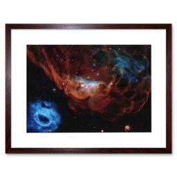 Artery8 Wall Art Print Hubble Space Astronomy Cosmic Reef Red & Blue Nebula Cosmic Starbirth Interstellar Gas Satellite Galaxy Artwork Framed 9X7 - thumbnail 1