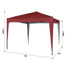 MCC Direct Gazebo 3x3 Pop Up Garden Party Tent 3m x 3m Marquee Canopy in Red - thumbnail 6