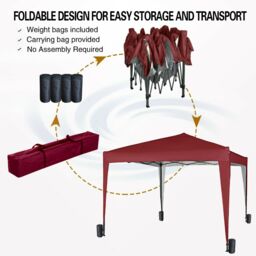 MCC Direct Gazebo 3x3 Pop Up Garden Party Tent 3m x 3m Marquee Canopy in Red - thumbnail 2