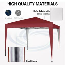 MCC Direct Gazebo 3x3 Pop Up Garden Party Tent 3m x 3m Marquee Canopy in Red - thumbnail 4
