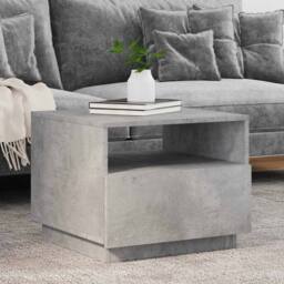 Berkfield Home Modern Coffee Table with LED Lights Concrete Grey 50x49x40 cm - Size: 50 x 49 x 40 cm - thumbnail 2