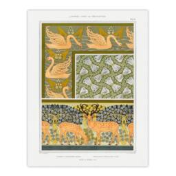 Artery8 Maurice Pillard Verneuil Framed Wall Art Swans Butterflies & Deer Patterns in Green - Size: A4 - thumbnail 3