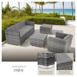 tectake Garden Furniture Set Lignano in Grey - Size: Large - thumbnail 4