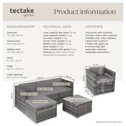 tectake Garden Furniture Set Lignano in Grey - Size: Large - thumbnail 6