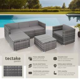 tectake Garden Furniture Set Lignano in Grey - Size: Large - thumbnail 2