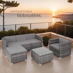 tectake Garden Furniture Set Lignano in Grey - Size: Large - thumbnail 8