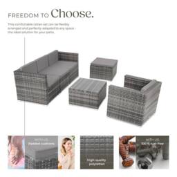 tectake Garden Furniture Set Lignano in Grey - Size: Large - thumbnail 3
