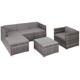 tectake Garden Furniture Set Lignano in Grey - Size: Large - thumbnail 1