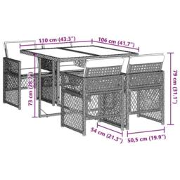 Berkfield Home 5 Piece Garden Dining Set with Cushions Brown Poly Rattan - thumbnail 9