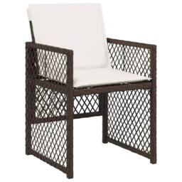 Berkfield Home 5 Piece Garden Dining Set with Cushions Brown Poly Rattan - thumbnail 3