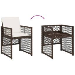 Berkfield Home 5 Piece Garden Dining Set with Cushions Brown Poly Rattan - thumbnail 6