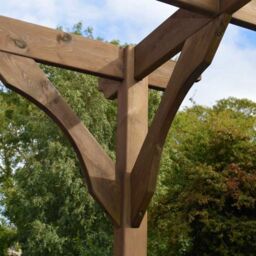 Rutland County Garden Furniture Ltd Wall Mounted Premium Pergola, Wood, L360 x W360 x H270cm, Rustic Brown - thumbnail 5
