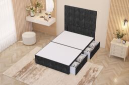 "Somnior Austin 2 Drawer Divan Bed Base & 54"" Floor Standing Headboard Tweed in Charcoal - Size: Super King" - thumbnail 3