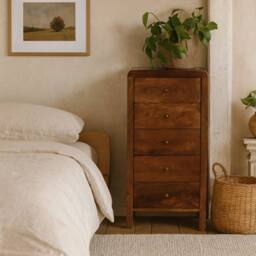 Wyld Haus Tropea Mango Wood Tallboy Storage Cabinet in Brown