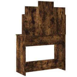 Berkfield Home Beautiful Dressing Table with LED Lights Smoked Oak 96x40x142 cm in Brown - Size: 96 x 40 x 142 cm - thumbnail 7