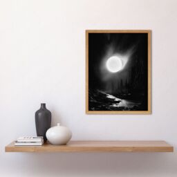 "Artery8 Wall Art Print Solar Flares Dramatic Fantasy Landscape Black & White Surreal Hades Underworld Artwork Art Framed - Size: W12"" x H16""" - thumbnail 2