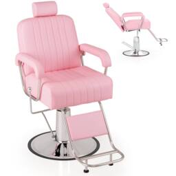 Costway Salon Chair Hydraulic Barber Chair w/ Headrest & Footrest in Pink - thumbnail 3