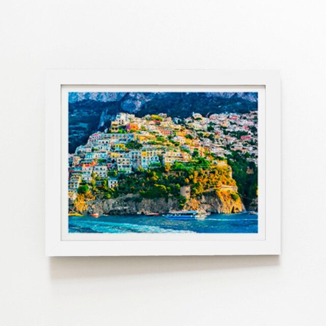 "Warren Reed - Designer Positano, Amalfi Coast Framed Art Print in White - Size: W12"" x H16""" - image 1