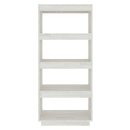 Berkfield Home Book Cabinet/Room Divider White 60x35x135 cm Solid Pinewood - Size: 60 x 35 x 135 cm - thumbnail 5