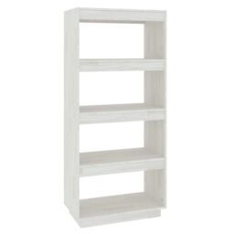 Berkfield Home Book Cabinet/Room Divider White 60x35x135 cm Solid Pinewood - Size: 60 x 35 x 135 cm - thumbnail 2