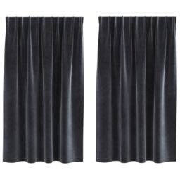 Berkfield Home Blackout Curtains with Top Tape 2 pcs Dark Grey Velvet - thumbnail 2