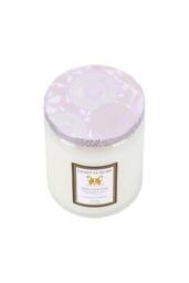 Living and Home Embossing Glass Cup Soy Wax Scented Candle with Lid in White - thumbnail 5