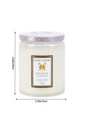 Living and Home Embossing Glass Cup Soy Wax Scented Candle with Lid in White - thumbnail 2