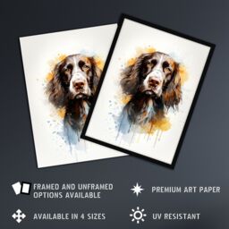 "Artery8 Wall Art Print English Springer Spaniel Lovers Gift Watercolour Pet Portrait Painting Artwork Art Framed - Size: W12"" x H16""" - thumbnail 2
