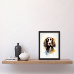 "Artery8 Wall Art Print English Springer Spaniel Lovers Gift Watercolour Pet Portrait Painting Artwork Art Framed - Size: W12"" x H16""" - thumbnail 4