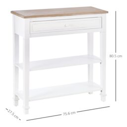 HOMCOM White Console Table Hallway Side Desk with Drawer 2 Shelves Worktop - thumbnail 3