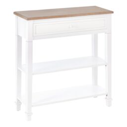 HOMCOM White Console Table Hallway Side Desk with Drawer 2 Shelves Worktop - thumbnail 2