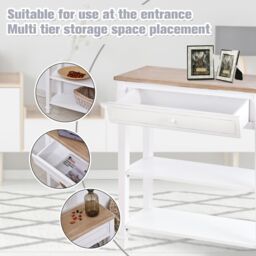 HOMCOM White Console Table Hallway Side Desk with Drawer 2 Shelves Worktop - thumbnail 6